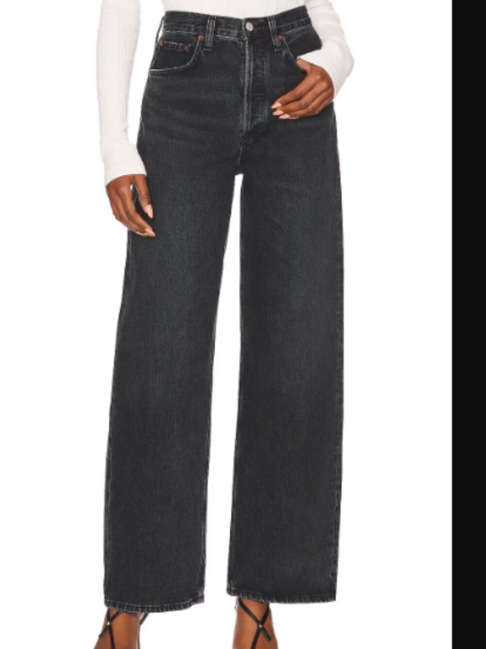 Agolde Low Rise Baggy Jeans In Paradox Black 100% Organic Cotton Size 29
